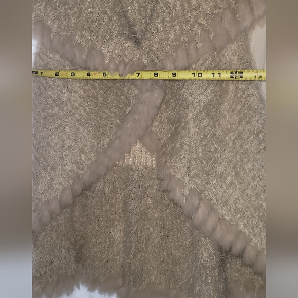 SALE! Ivory Love Token Genuine Rabbit Fur Trim Vest Women's Sz S Extra Stretchy - Picture 11 of 11